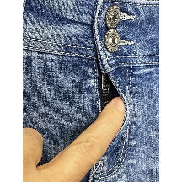 WallFlower Jeans Womens 3 Skinny Stretch Denim Double Button Mid Rise Y2K - Picture 5 of 15